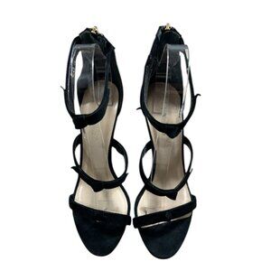 Grigiarancio Leather Suede Black Strappy Spiked Heel Zip Back Heels